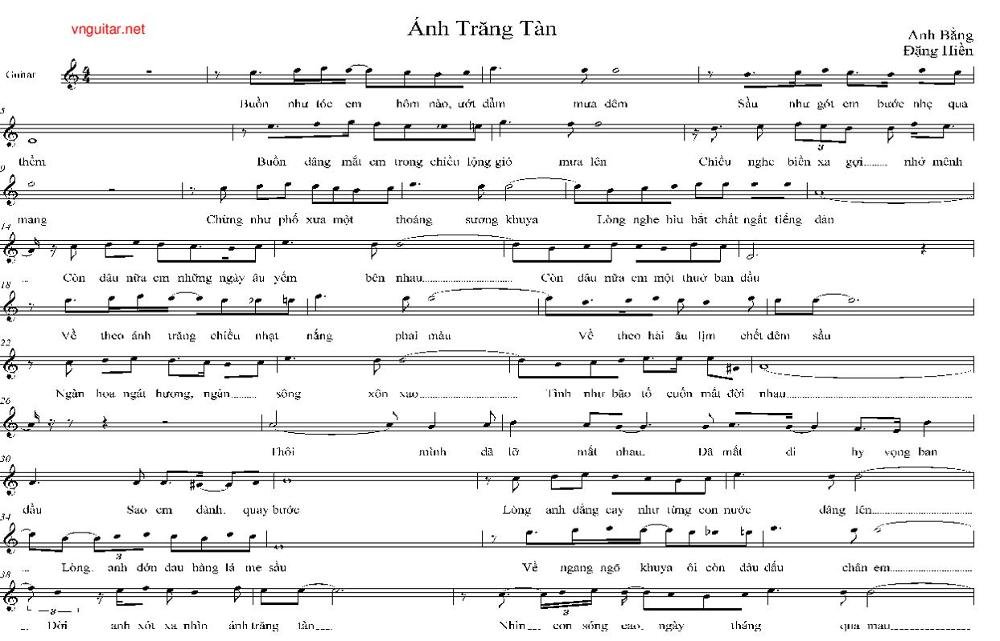 Sheet nhạc Ánh Trăng Tan